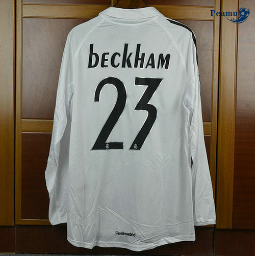 Classico Maglie Real Madrid Manche Longue Principal Equipamento (23 Beckham) 2005-06