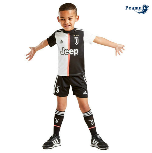 Camisola Futebol Juventus Crianças Principal Equipamento Bianco Preto 2019-2020