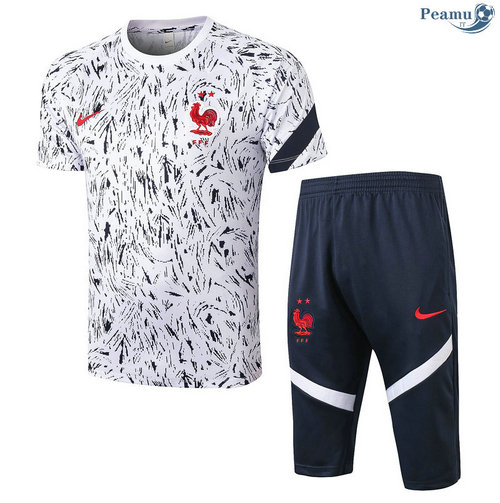 Kit Camisola Entrainement França + Pantalon 3/4 Branco 2020-2021
