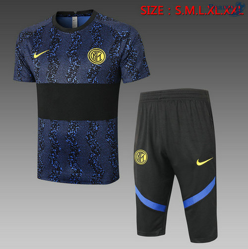 Kit Camisola Entrainement Inter Milan + Pantalon 3/4 Azul/Preto 2020-2021