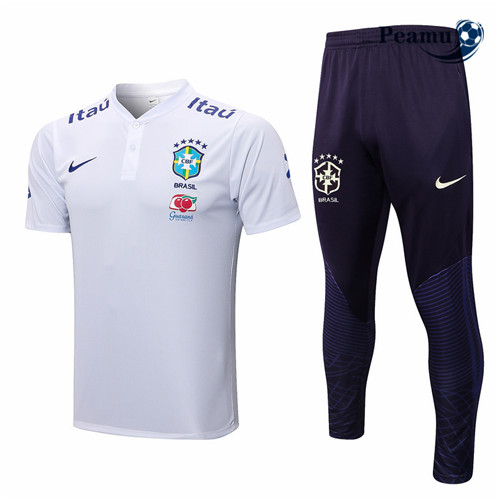 Novas Camisola Kit Equipamento Training foot Brasil + Pantalon Branco 2022-2023 personalizadas