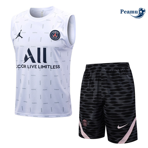 Loja Camisola Kit Equipamento Training Paris PSG Colete + Calções Branco 2023-2024