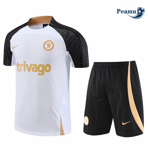 Peamu: Novas Camisola Kit Entrainement Futebol Chelsea + Pantalon Branco 2023-2024