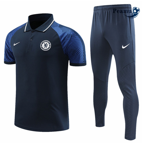 Peamu: Venda Camisola Kit Entrainement Futebol Chelsea Polo + Pantalon Azul 2022-2023