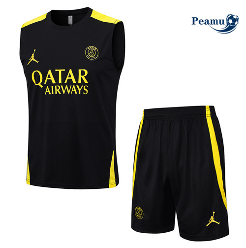 Criar Camisola Kit Equipamento Training PSG Colete + Shorts Preto 2023-2024