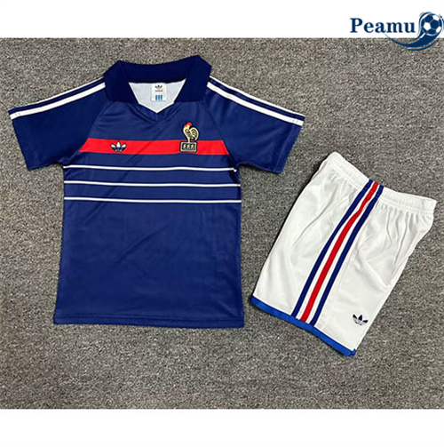 Camisola Futebol Retrô França Crianças Principal Equipamento 1982-84