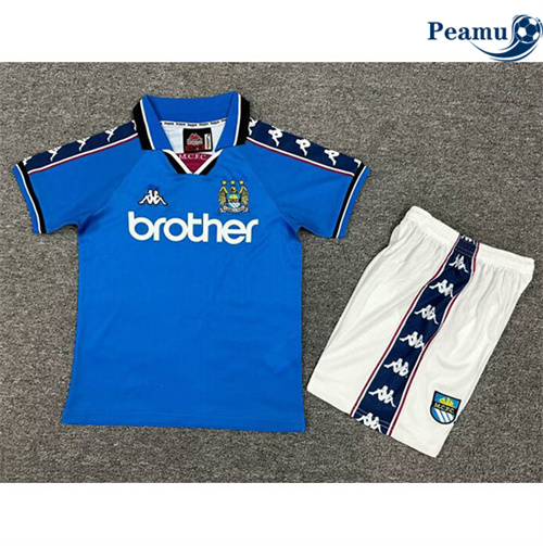 Camisola Futebol Retrô Manchester City Crianças Principal Equipamento 1997-98