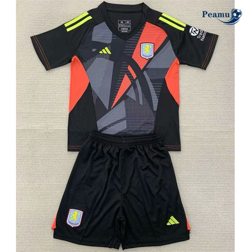 Camisola Futebol Aston Villa Crianças Goleiro Equipamento Preto 2024-2025