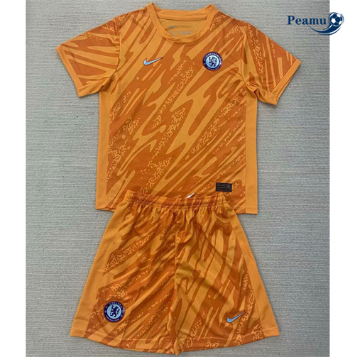 Camisola Futebol Chelsea Crianças Goleiro Equipamento Laranja 2024-2025