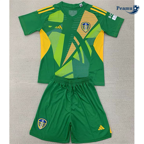 Camisola Futebol Leeds United Crianças Goleiro Equipamento Verde 2024-2025