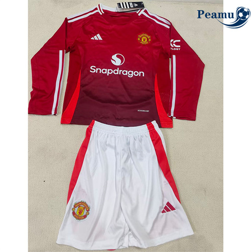 Camisola Futebol Manchester United Crianças Principal Equipamento Manga comprida 2024-2025