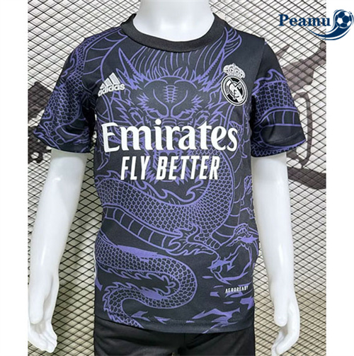 Camisola Futebol Real Madrid Crianças Dragon Equipamento Édition spéciale Preto/Roxo 2024-2025