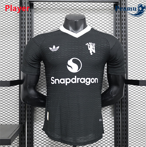 Camisola Futebol Manchester United Player Goleiro Equipamento Preto 2024-2025