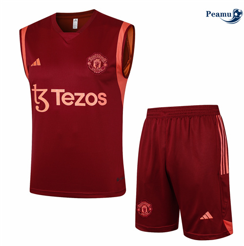 Criar Camisola Kit Equipamento Training Manchester United Colete + Calções rojo granate 2024-2025