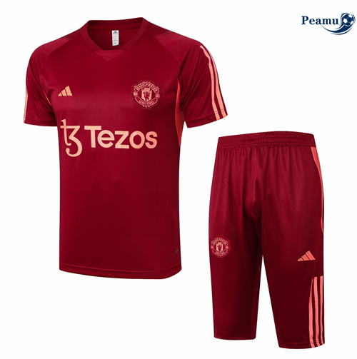 Novo Camisola Kit Equipamento Training Manchester United + Calções rojo granate 2024-2025