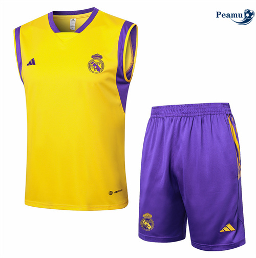 Oferta Camisola Kit Equipamento Training Real Madrid Colete + Calções amarillo 2024-2025