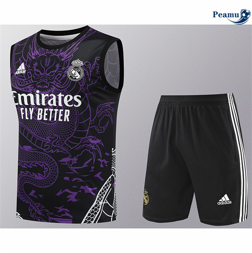 Criar Camisola Kit Equipamento Training Real Madrid Colete + Calções Púrpura 2024-2025