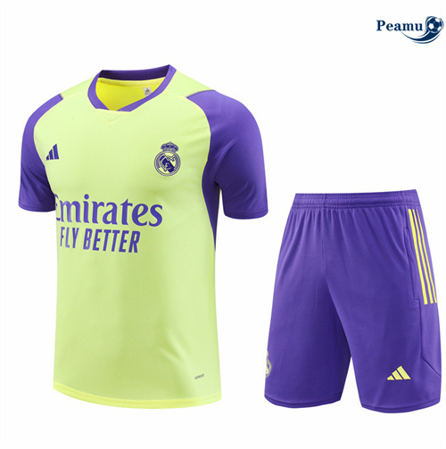 Oferta Camisola Kit Equipamento Training Real Madrid Crianças + Calções amarillo claro 2024-2025