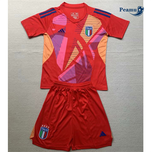 Camisola Futebol Italia Crianças Equipamento Goleiro Vermelho 2024-2025