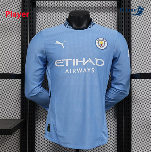 Camisola Futebol Manchester City Player Principal Equipamento Manga comprida 2024-2025