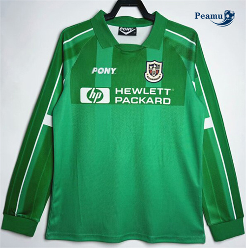 Camisola Futebol Retrô Tottenham Hotspur Equipamento Goleiro Manga comprida Verde 1997-99