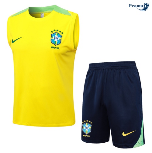 Novos Camisola Futebol Brasil Debardeur Training 2024-2025 amarelo