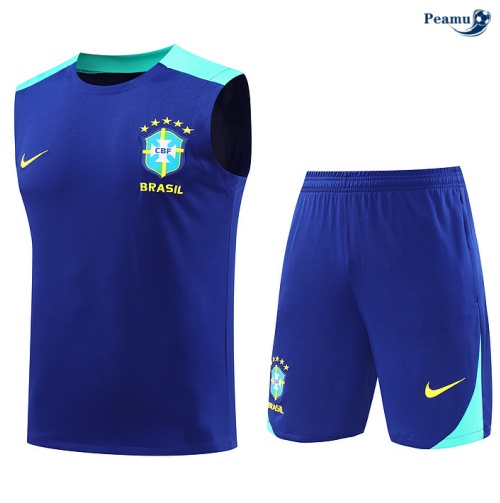 Oferta Camisola Futebol Brasil Debardeur Training 2024-2025 azul marinho