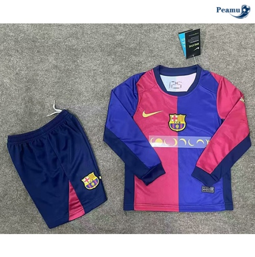 Desconto Camisola Futebol Barcelona Crianças Principal Equipamento Equipamento Manga comprida 2024-2025