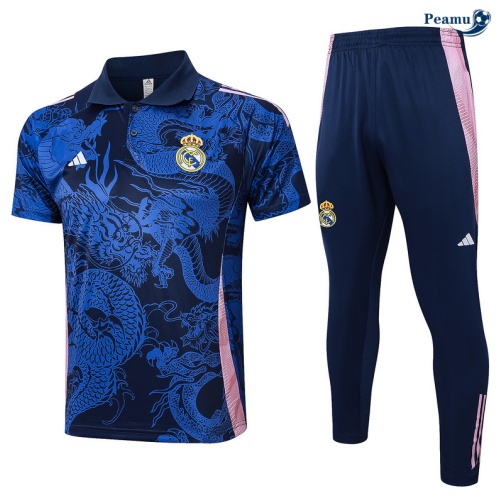 Oferta Camisola Futebol Real Madrid Polo + Calças azul marinho 2024-2025