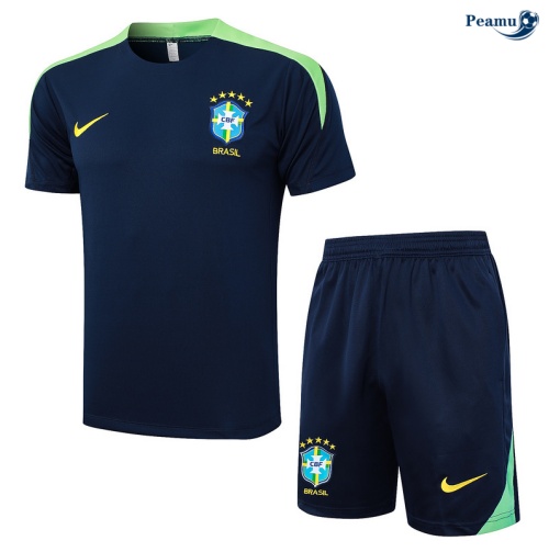 Novo Camisola Futebol Brasil + Calções azul marinho 2024-2025