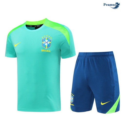 Novos Camisola Futebol Brasil + Calções Verde 2024-2025