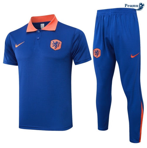 Novo Camisola Futebol Holanda Polo + Calças Azul 2024-2025