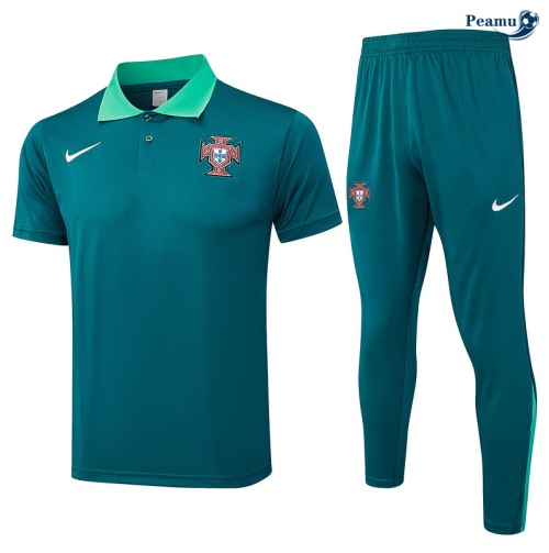 Novos Camisola Futebol Portugal Polo + Calças Verde 2024-2025