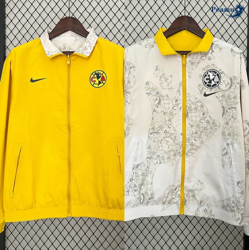 Novas Jaqueta Futebol reversível quebra-vento American amarelo 2024-2025